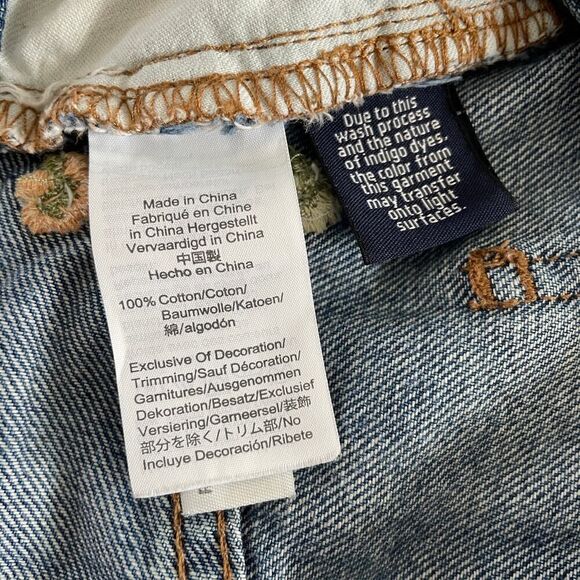 Madewell Rigid Denim A-Line Mini Skirt Floral Embroidered - Size: 27 - Picture 8 of 8